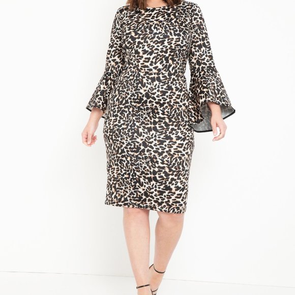 Eloquii Flare Sleeve Scuba Dress - Picture 1 of 4